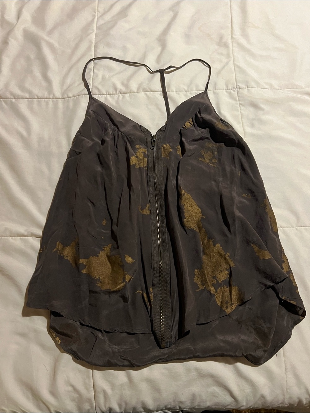 silence + noise Black Cami with Gold Metallic Accents